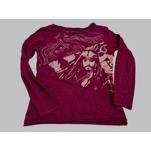 Disney Store Pirates Of The Caribbean Red Burgundy Womens Long Sleeve Large Y2K